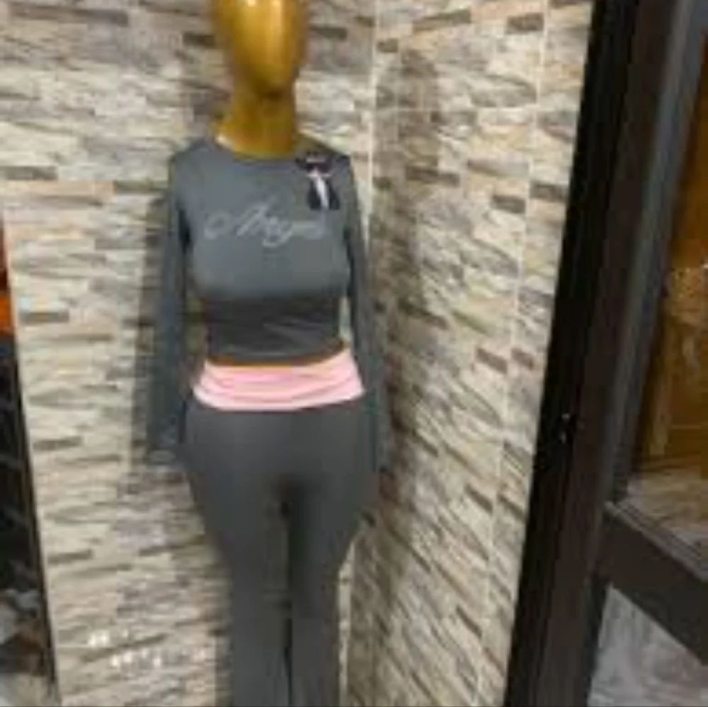 Fashion Nova Charcoal Long Sleeve Top with 'Angel' Detail - Picture 4 of 7